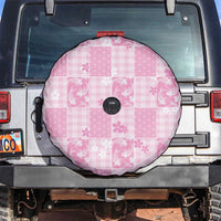 Pink Palaka Japanese Patterns Spare Tire Cover Koi Fish Asanoha Sakura Patchwork Stylized - Polynesian Pride