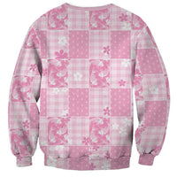 Pink Palaka Japanese Patterns Sweatshirt Koi Fish Asanoha Sakura Patchwork Stylized - Polynesian Pride