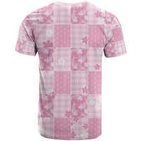 Pink Palaka Japanese Patterns T Shirt Koi Fish Asanoha Sakura Patchwork Stylized - Polynesian Pride