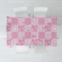 Pink Palaka Japanese Patterns Tablecloth Koi Fish Asanoha Sakura Patchwork Stylized - Polynesian Pride