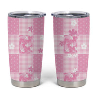 Pink Palaka Japanese Patterns Tumbler Cup Koi Fish Asanoha Sakura Patchwork Stylized - Polynesian Pride