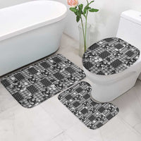 Black Palaka Japanese Patterns Bathroom Set Koi Fish Asanoha Sakura Patchwork Stylized - Polynesian Pride