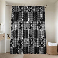 Black Palaka Japanese Patterns Bathroom Set Koi Fish Asanoha Sakura Patchwork Stylized - Polynesian Pride