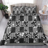 Black Palaka Japanese Patterns Bedding Set Koi Fish Asanoha Sakura Patchwork Stylized - Polynesian Pride