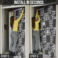 Black Palaka Japanese Patterns Door Cover Koi Fish Asanoha Sakura Patchwork Stylized - Polynesian Pride