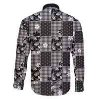 Black Palaka Japanese Patterns Family Matching Long Sleeve Bodycon Dress and Hawaiian Shirt Koi Fish Asanoha Sakura Patchwork Stylized - Polynesian Pride