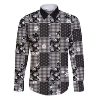 Black Palaka Japanese Patterns Family Matching Short Sleeve Bodycon Dress and Hawaiian Shirt Koi Fish Asanoha Sakura Patchwork Stylized - Polynesian Pride