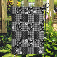 Black Palaka Japanese Patterns Garden Flag Koi Fish Asanoha Sakura Patchwork Stylized - Polynesian Pride