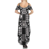 Black Palaka Japanese Patterns Summer Maxi Dress Koi Fish Asanoha Sakura Patchwork Stylized - Polynesian Pride