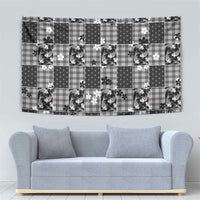 Black Palaka Japanese Patterns Tapestry Koi Fish Asanoha Sakura Patchwork Stylized - Polynesian Pride