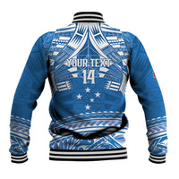 Toa Samoa Rugby Custom Baseball Jacket Uso aso uma Samoan Pattern Blue - Polynesian Pride
