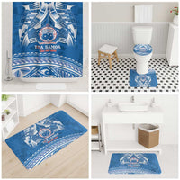 Toa Samoa Rugby Custom Bathroom Set Uso aso uma Samoan Pattern Blue - Polynesian Pride