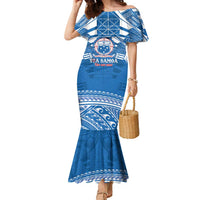 Toa Samoa Rugby Custom Family Matching Mermaid Dress and Hawaiian Shirt Uso aso uma Samoan Pattern Blue - Polynesian Pride