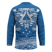 Toa Samoa Rugby Custom Hockey Jersey Uso aso uma Samoan Pattern Blue - Polynesian Pride
