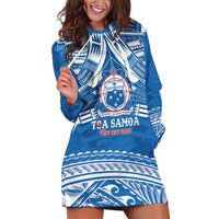 Toa Samoa Rugby Custom Hoodie Dress Uso aso uma Samoan Pattern Blue - Polynesian Pride