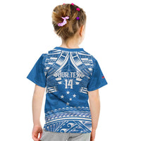 Toa Samoa Rugby Custom Kid T Shirt Uso aso uma Samoan Pattern Blue - Polynesian Pride