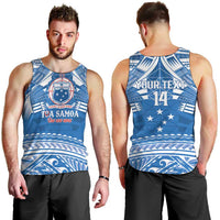 Toa Samoa Rugby Custom Men Tank Top Uso aso uma Samoan Pattern Blue - Polynesian Pride