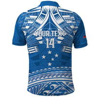 Toa Samoa Rugby Custom Polo Shirt Uso aso uma Samoan Pattern Blue - Polynesian Pride