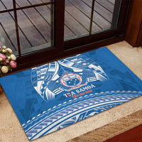Toa Samoa Rugby Custom Rubber Doormat Uso aso uma Samoan Pattern Blue - Polynesian Pride