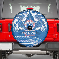 Toa Samoa Rugby Custom Spare Tire Cover Uso aso uma Samoan Pattern Blue - Polynesian Pride