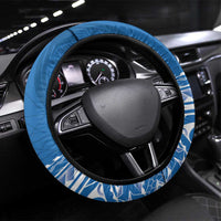 Toa Samoa Rugby Custom Steering Wheel Cover Uso aso uma Samoan Pattern Blue - Polynesian Pride