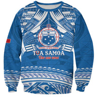 Toa Samoa Rugby Custom Sweatshirt Uso aso uma Samoan Pattern Blue - Polynesian Pride
