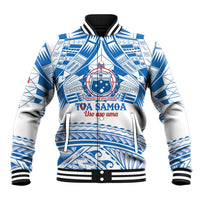 Toa Samoa Rugby Custom Baseball Jacket Uso aso uma Samoan Pattern White - Polynesian Pride