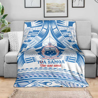 Toa Samoa Rugby Custom Blanket Uso aso uma Samoan Pattern White - Polynesian Pride