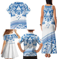 Toa Samoa Rugby Custom Family Matching Tank Maxi Dress and Hawaiian Shirt Uso aso uma Samoan Pattern White - Polynesian Pride