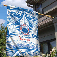 Toa Samoa Rugby Custom Garden Flag Uso aso uma Samoan Pattern White - Polynesian Pride