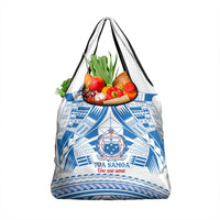 Toa Samoa Rugby Custom Grocery Bag Uso aso uma Samoan Pattern White - Polynesian Pride
