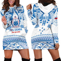 Toa Samoa Rugby Custom Hoodie Dress Uso aso uma Samoan Pattern White - Polynesian Pride