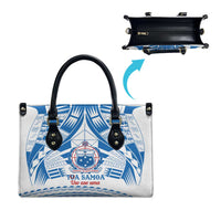 Toa Samoa Rugby Custom Leather Bag Uso aso uma Samoan Pattern White - Polynesian Pride