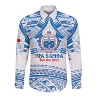 Toa Samoa Rugby Custom Long Sleeve Button Shirt Uso aso uma Samoan Pattern White - Polynesian Pride