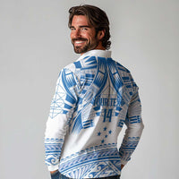 Toa Samoa Rugby Custom Long Sleeve Polo Shirt Uso aso uma Samoan Pattern White - Polynesian Pride
