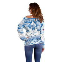 Toa Samoa Rugby Custom Off Shoulder Sweater Uso aso uma Samoan Pattern White - Polynesian Pride