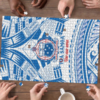 Toa Samoa Rugby Custom Puzzle Uso aso uma Samoan Pattern White - Polynesian Pride