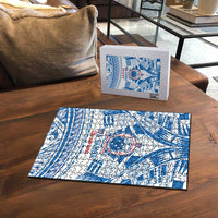 Toa Samoa Rugby Custom Puzzle Uso aso uma Samoan Pattern White - Polynesian Pride
