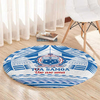 Toa Samoa Rugby Custom Round Carpet Uso aso uma Samoan Pattern White - Polynesian Pride