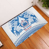 Toa Samoa Rugby Custom Rubber Doormat Uso aso uma Samoan Pattern White - Polynesian Pride