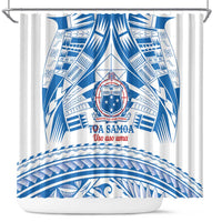 Toa Samoa Rugby Custom Shower Curtain Uso aso uma Samoan Pattern White - Polynesian Pride