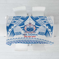 Toa Samoa Rugby Custom Tablecloth Uso aso uma Samoan Pattern White - Polynesian Pride