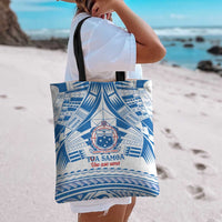 Toa Samoa Rugby Custom Tote Bag Uso aso uma Samoan Pattern White - Polynesian Pride