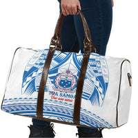 Toa Samoa Rugby Custom Travel Bag Uso aso uma Samoan Pattern White - Polynesian Pride