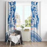 Toa Samoa Rugby Custom Window Curtain Uso aso uma Samoan Pattern White - Polynesian Pride