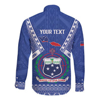 Personalised Samoa 685 Long Sleeve Button Shirt Samoan Pride Coat Of Arms - Polynesian Pride