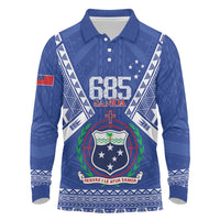Personalised Samoa 685 Long Sleeve Polo Shirt Samoan Pride Coat Of Arms - Polynesian Pride