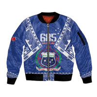 Personalised Samoa 685 Sleeve Zip Bomber Jacket Samoan Pride Coat Of Arms - Polynesian Pride
