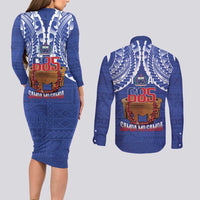 Toa Samoa Rugby Couples Matching Long Sleeve Bodycon Dress and Long Sleeve Button Shirt 685 Pride Tanoa Ula Fala - Polynesian Pride