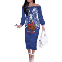 Toa Samoa Rugby Off The Shoulder Long Sleeve Dress 685 Pride Tanoa Ula Fala - Polynesian Pride